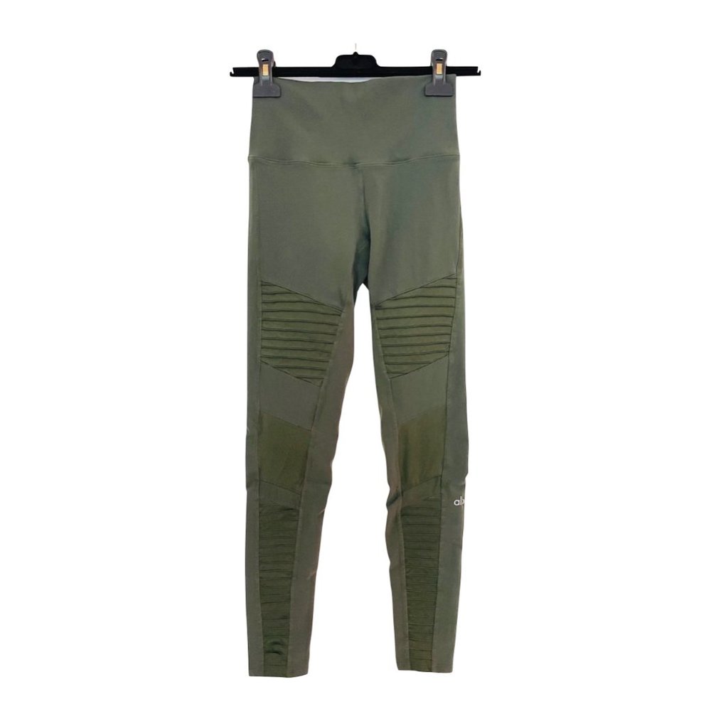 Alo Yoga High-Waist Moto Hunter Green Leggings Size Small Pre-Owned
